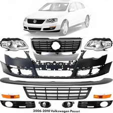 Front Bumper Cover & Headlight Assembly Kit For 2006-2010 Volkswagen Passat