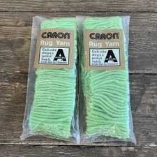 2 NEW NOS CARON Pre-Cut Acrylic Latch Hook Rug Yarn LIME Green 0109 Vintage