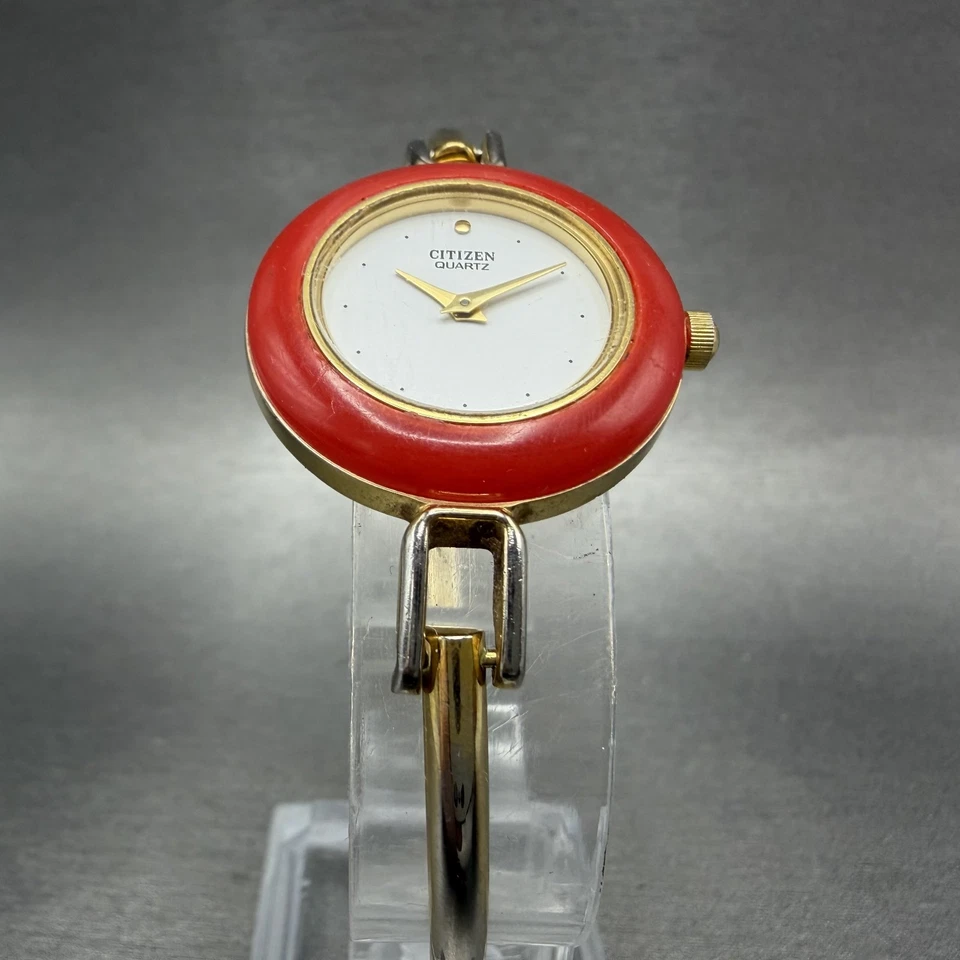 Citizen Watch Women 26mm White Dial Gold Tone Interchangeable Bezel New Bat - Image 3 of 4