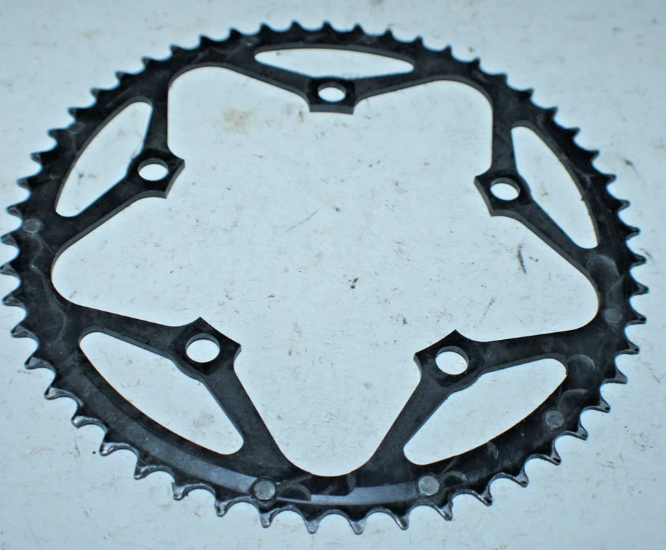 Anillo de cadena para bicicleta Bor 5 pernos 53 dientes negro 130BCD 2x10/11 hecho en Alemania ¡Envío rápido! Foto 2 de 4