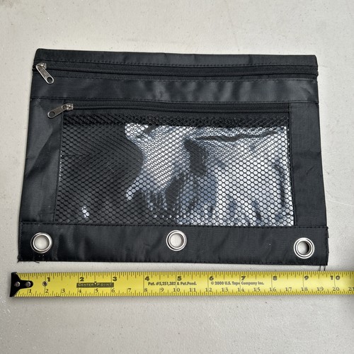 Black Zippered Money Pouch Bank Bag Pencil Marker Bags 3 Ring Binder - Picture 3 of 4