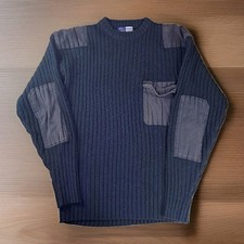  Sweater Merrill - Forbes Country Mens M Black Ribbed Knit Patch Pockets Crew