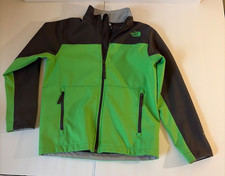 The North Face Green Black Softshell Jacket Full Zip Fleece Lined Coat Youth M