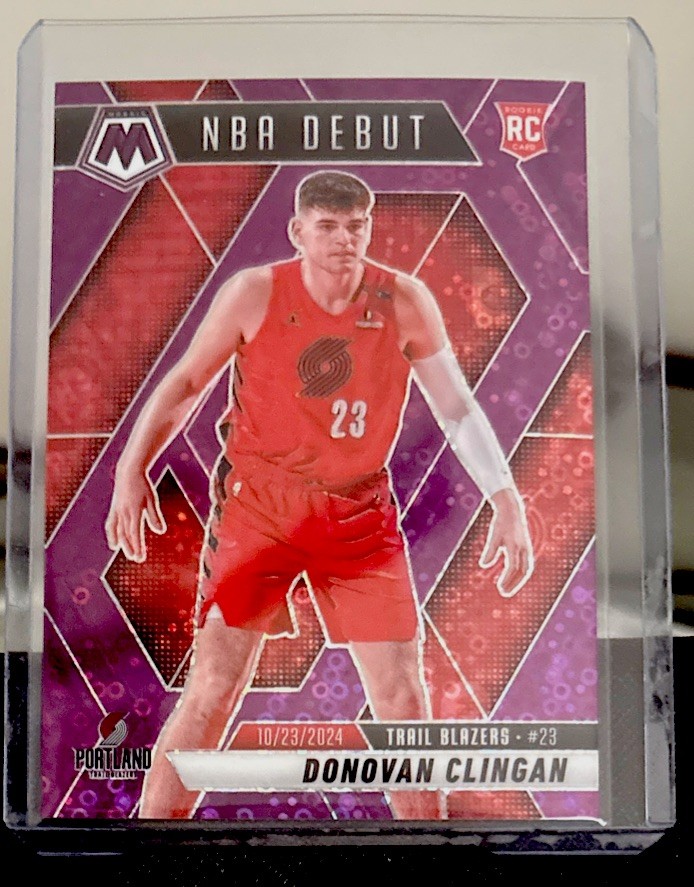 2024-25 Panini Mosaic NBA Debut Donovan Clingan RC Fast Break Purple Disco /50