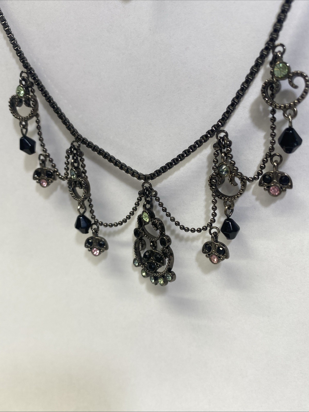 Black Multi Colored Rhinestone Bib Statement Neck… - image 7