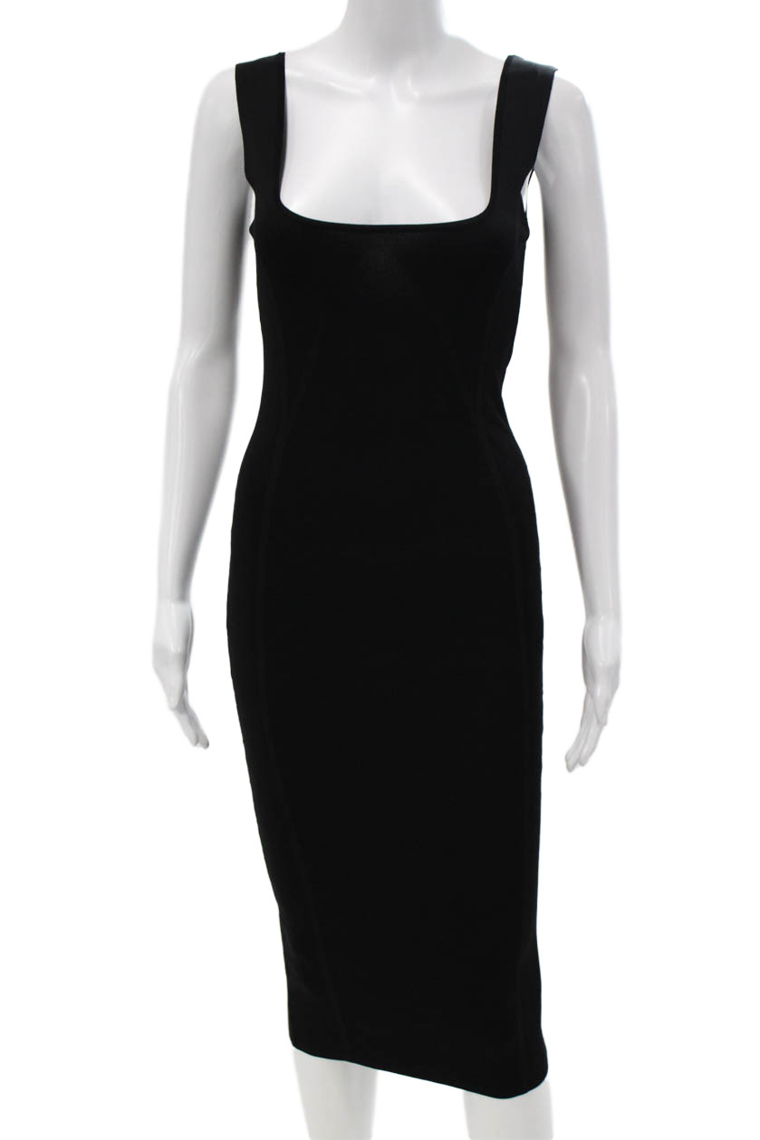 Aqua Womens Knit Dress Black Square Neck Mid-Calf Sleeveless Size SFree Shipping in US $100+ Orders | $6.95 Orders Below