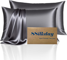 Mulberry Silk Pillow Cases 2 Pack Standard Size with Zipper, Ultra Smooth Soft