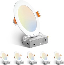 Amico 6 Pack 6 Inch 5CCT Ultra-Thin LED Recessed Ceiling Light with Junction Box