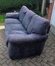 Sofitalia Three-Seater Sofa Black Suede Leather Good Condition