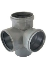 4" 110 mm - Double Corner Branch Soil Pipe 110/110/110/90° 87½° Sewer Waste Grey