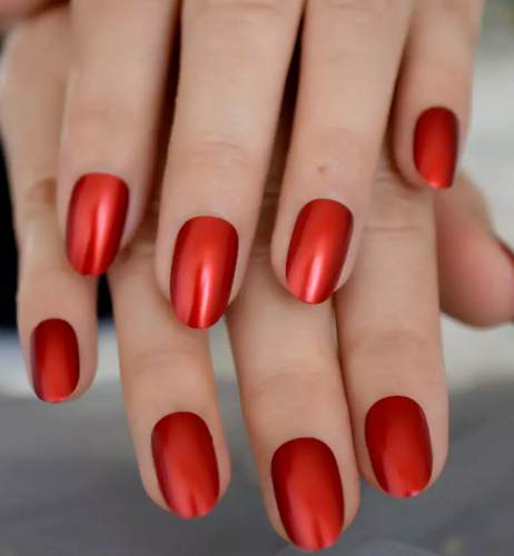 Christmas Red Shimmer Fake Nails With Glitter 24pcs Acrylic Full False Nails Uk Ebay