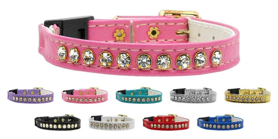 Diamantes de imitación gatito gato separador rosa imitación cuero collar cristal diseñador ¡Bling! Foto 2 de 2