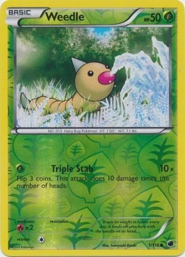 Pokémon TCG - Weedle - 1/116 - Reverse Holo - B&W: Plasma Freeze [Light Play]