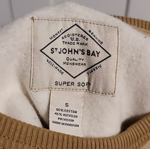 St. John's Bay Sweater Men's Small Tan Pullover Long Sleeve Crew Neck Super Soft - Picture 9 of 9