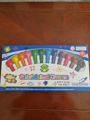 Kinder Buntstifte Wachs Safari Tier bunt Spaß Kleinkinder künstlerisches Basteln 12er Pack