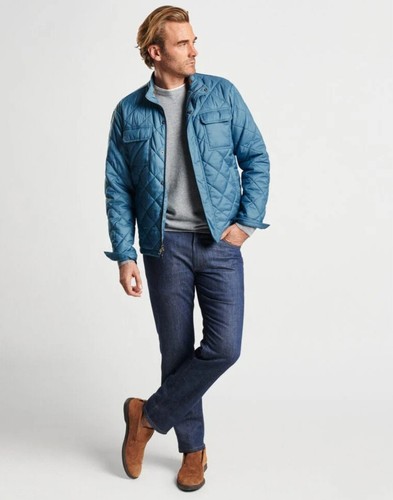 NWT PETER MILLAR Norfolk Quilted Bomber Jacket in Reservoir. Size XL. $250. - Picture 7 of 13