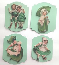 Victorian St Pattys Day Girls Dimensional Card Front Scrapbook Embellishment 176