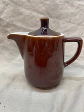 Cream Pitcher, Vintage Brown Glaze Stoneware With Lid