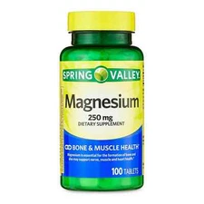 Magnesium Bone & Muscle Health Supplement, 250 mg, 100 Tablets Spring Valley
