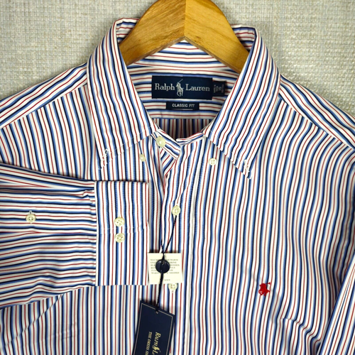 VTG POLO RALPH LAUREN NEW Size 16/32-33 Mens Button Down Shirt Deadstock Large