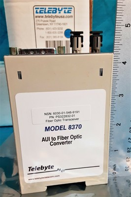 New Telebyte 8370 AUI-to-Fiber Optic Converter, DIN rail housing, AUI-Ethernet