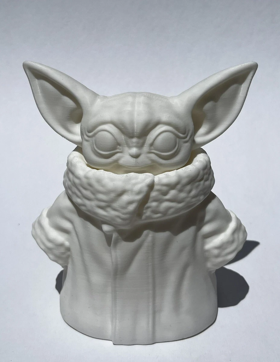 White Baby Yoda Grogru Raw 3D Print White Retractable Legs