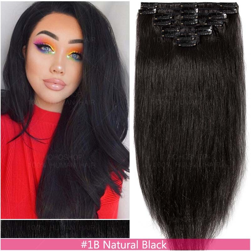 DICK 20CM60CM Clip In 100 Remy Echthaar Extensions 8 Tressen 18 Clips