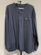 Riggs Workwear by Wrangler Mens Navy Long Sleeve Henley Shirt Size XXL