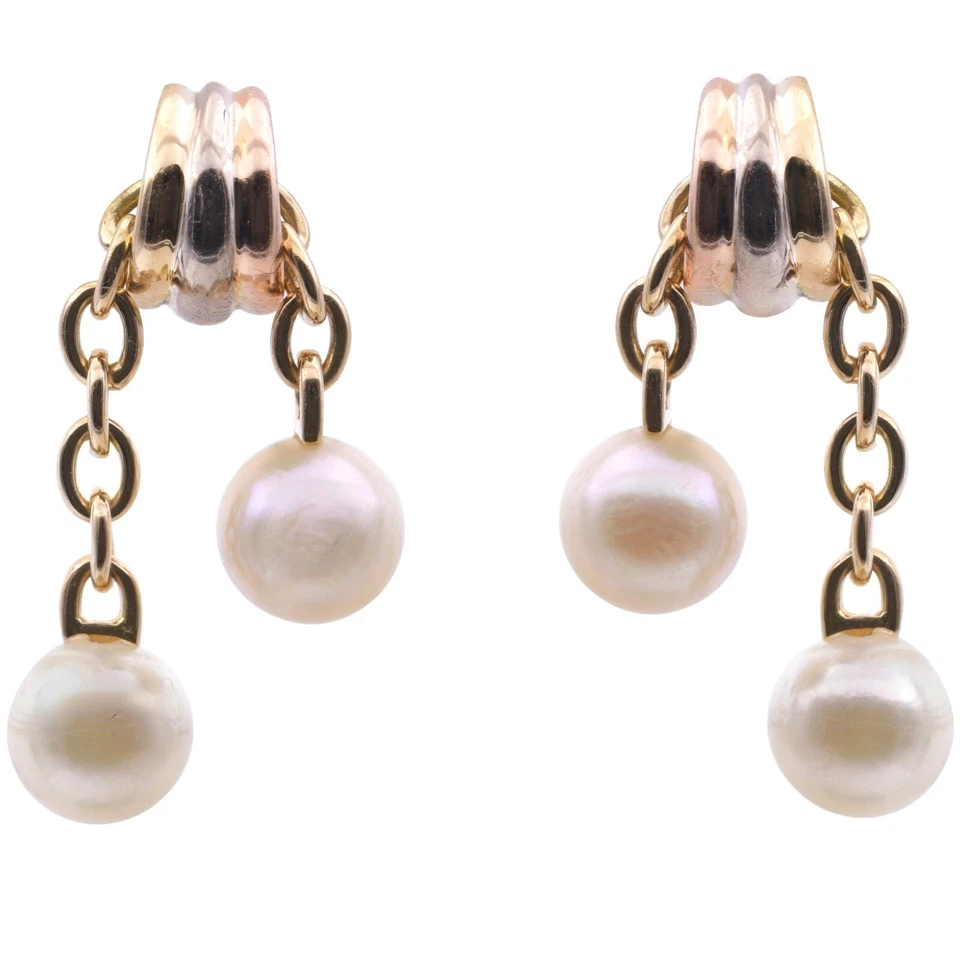 Vintage Cartier Trinity Tricolor Ohrstecker mit Perlen in 750er / 18 Kt.GG/WG/RG