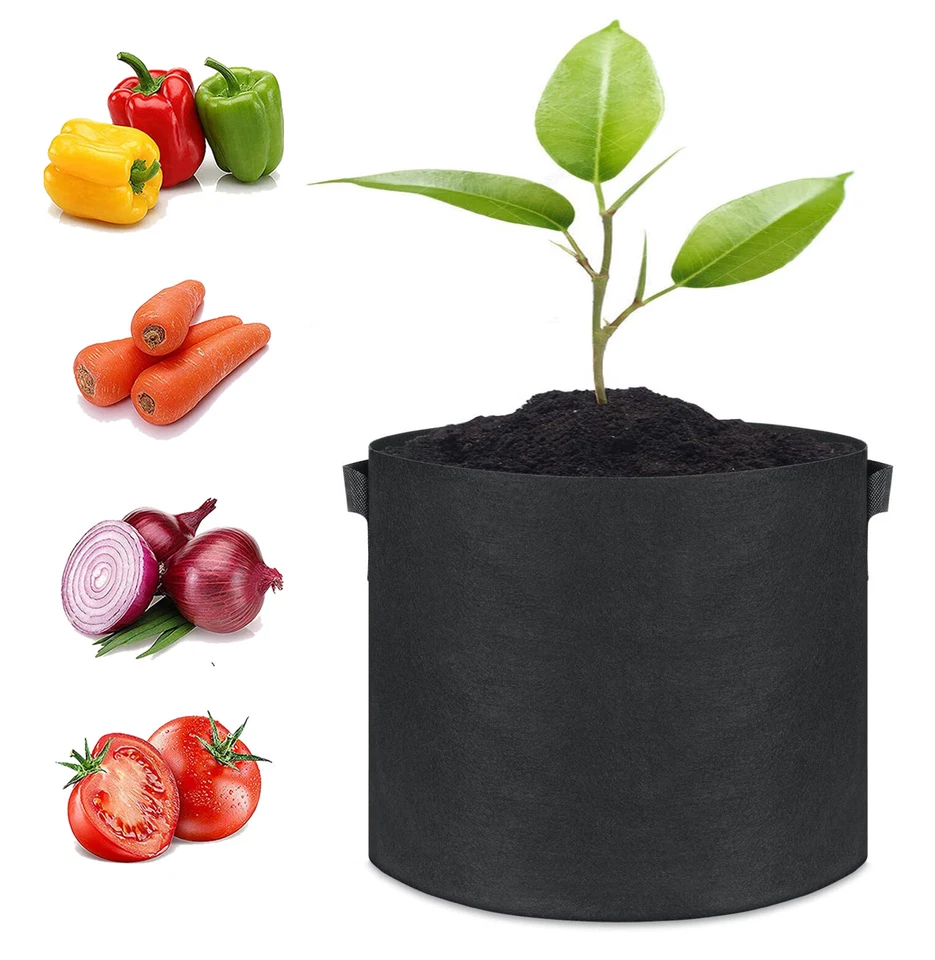 Paquete de 100 bolsas de cultivo de aireación no tejidas Uniplant de 10 galones con asas Foto 3 de 4