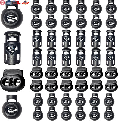 48pcs Upgraded Plastic Cord Lock Draw String Clip with Spring Toggle Stoppers
