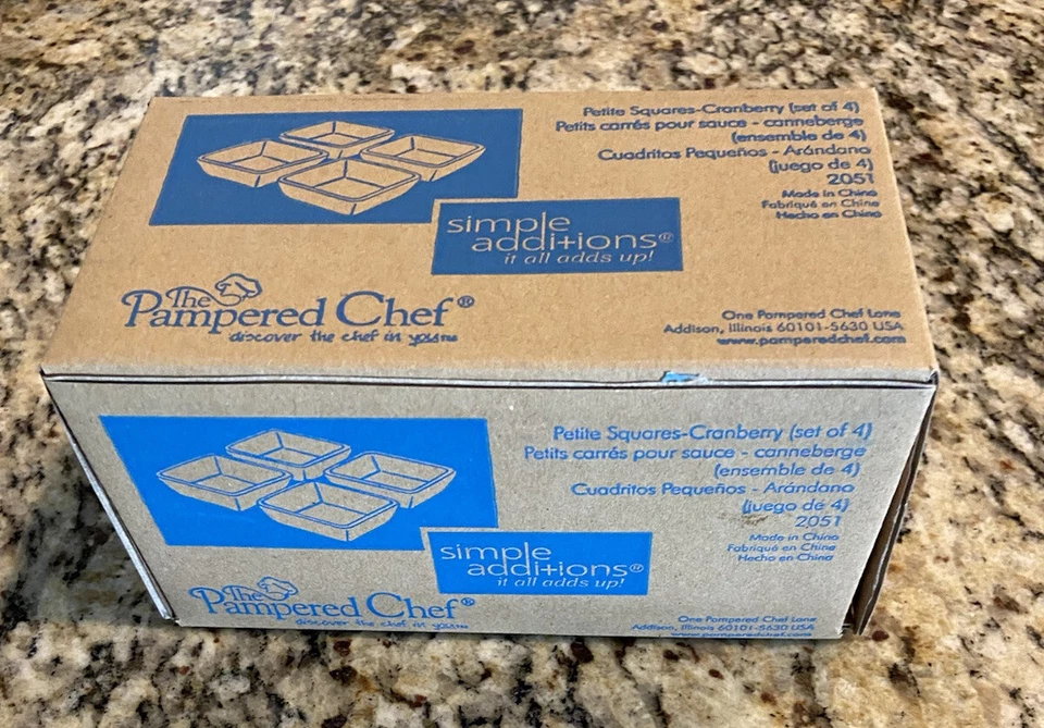 The Pampered Chef 4 Simple Additions Cranberry Petite Squares 2051 - Image 4 of 4