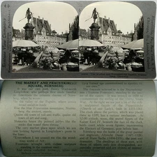 Keystone Stereoview Frauenkirche Sq., Nuremburg Germany 600/1200 Set #323 A T1