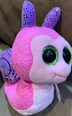 TY BEANIE BOOS SCOOTER PINK SNAIL 6  PLUSH RARE SHIMMERING SUPER CUTE!!