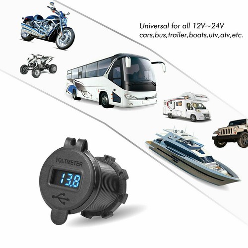 Dual QC 3.0 USB Ports Fast Car Charger Socket Outlet+LED For Marine Boat Truck - Picture 6 of 6