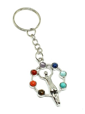 Göttin Sieben Chakra Schlüsselanhänger Keyring schöne Edelsteine hochwertig 7 Chakra