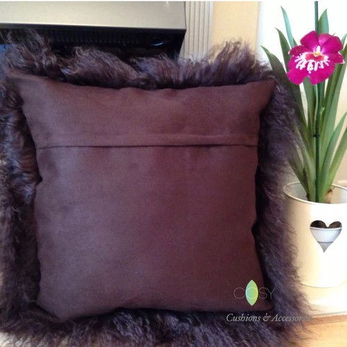 NEW GENUINE MONGOLIAN SHEEPSKIN LONG CURLY LAMB WOOL FUR CUSHION COVER 40CM 45CM - Picture 30 of 44