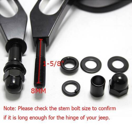 Door Off Hinge Side View Mirrors Edge Cut Black for Jeep Wrangler JL TJ JK 97-18 - Bild 3 von 12