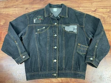 Vintage 1980’s Gitano Air Force 2 PC Black Denim Jean Suit L/16 Mom Jeans