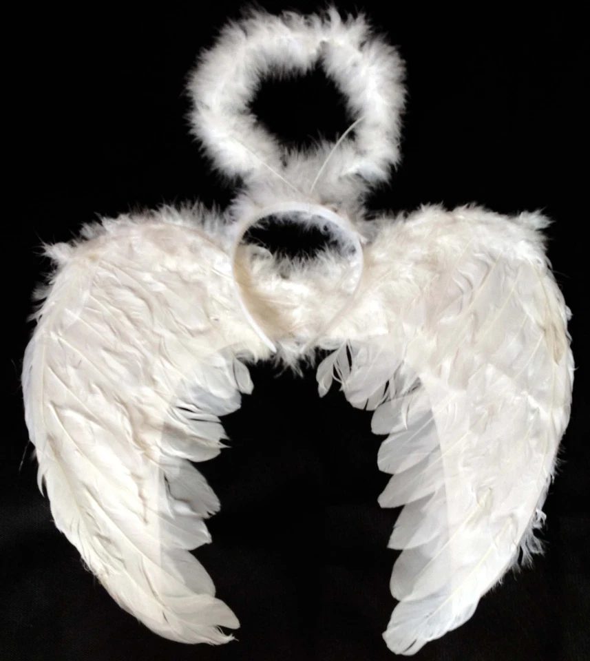 ALLSORTS ACCESSORIES WHITE ANGEL FAIRY WINGS AND HALO XMAS ANGEL FANCY DRESS NATIVITY PLAY CHRISTMAS