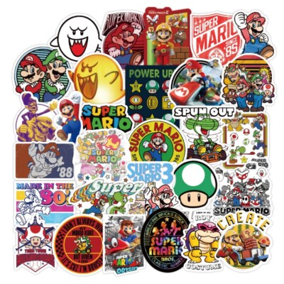 50pcs Super Mario Kart Removable Wall Decal Stickers Luggage Laptop Bottle Party