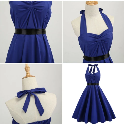 Retro Women Polka Dot 50s,60s Rockabilly Cocktail Party Swing Housewife Dress UK - Picture 13 of 62