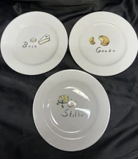 Set of 4 Pottery Barn Cheese Plates Gouda/Brie/Stilton CC1