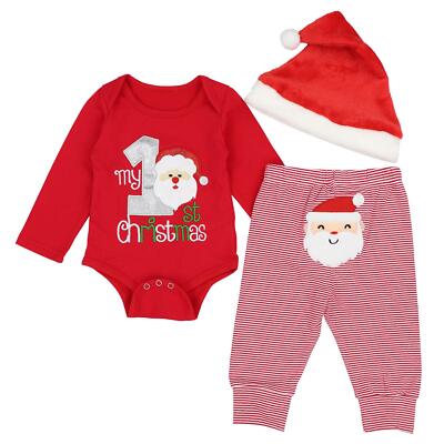 Christmas Newborn Infant Baby Boys Clothes My 1st Christmas Rompers Bodysuit ...