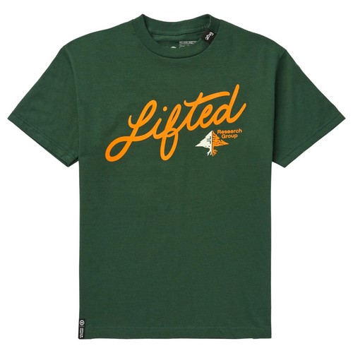 Lifted Research Group LRG Men's Split Tree Script Green Tee Shirt NWT Small