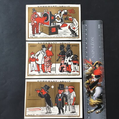 CHOCOLAT LOUIT Röntgenstrahl Metro 3 Chromos Goldés Anciens Gilded Scraps