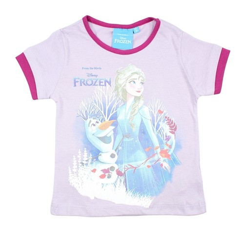 Girls T-Shirt. Frozen, Lilo & Stitch. Short Sleeves. Purple Color. 2 To 8 Years - Picture 3 of 5