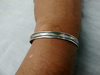 Pretty Native American Navajo E  sterling 925 gold filled cuff bracelet 