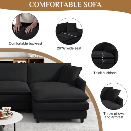 Oversized U-Shaped Deep Seat Modular Sectional Sofa Couch with 2 Chaise Lounge - Picture 32 of 63