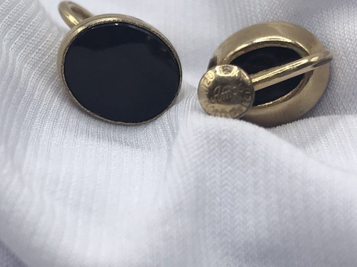 Vintage signierte AMCO Menge 2 Paar Onyx 1/20 Gold gefüllt 12k Ohrringe Schraubverschluss - Bild 13 von 13